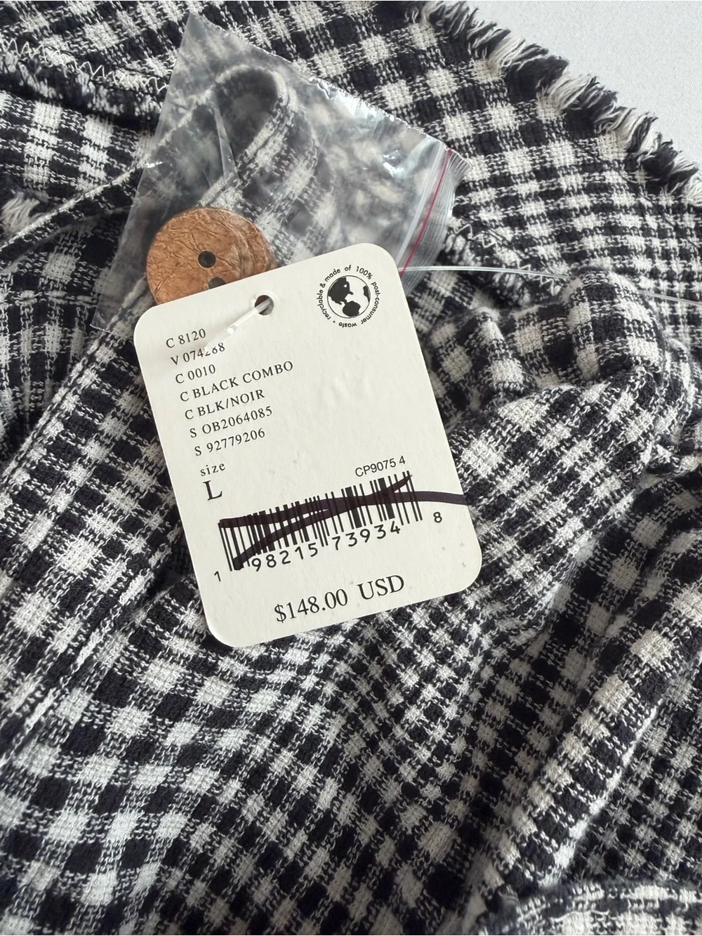 Free People Black & White Gingham Pinafore Mini-Dress